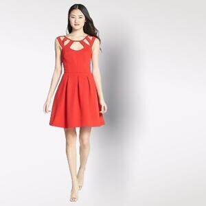 Betsey Johnson Fit & Flare Dress Exposed Back Cut-Out Peek-a-Boo Neckline Size 4